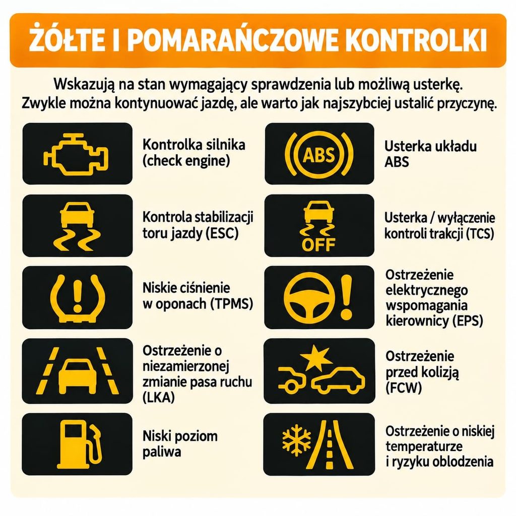 żółte i pomarańczowe kontrolki