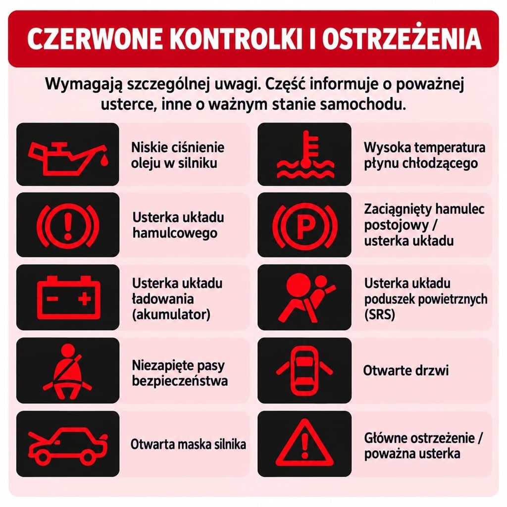 czerwone kontrolki ostrzeżenia